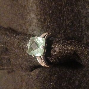 Lia Sophia Silver & Aqua Blue/Green Gemstone Cocktail Ring Size 8